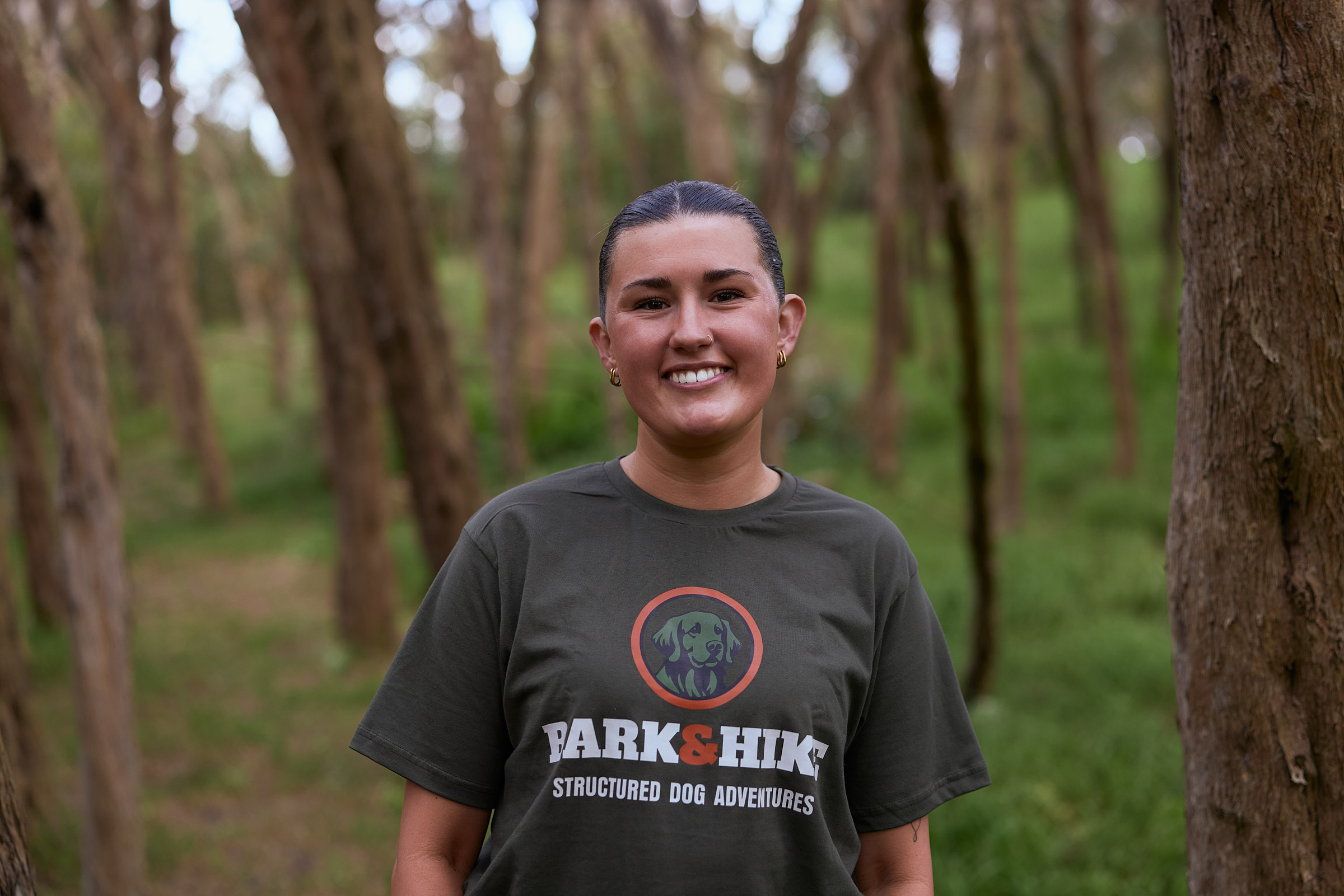 Alycia, Bark & Hike’s trainer, in the bush
